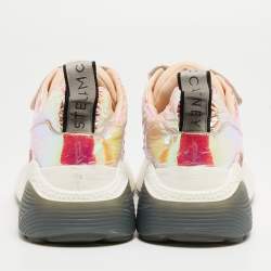 Pre Owned Stella McCartney Multicolor Holographic Faux Leather Velcro Strap Sneakers Size 39