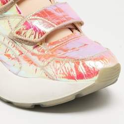 Pre Owned Stella McCartney Multicolor Holographic Faux Leather Velcro Strap Sneakers Size 39