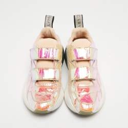 Pre Owned Stella McCartney Multicolor Holographic Faux Leather Velcro Strap Sneakers Size 39
