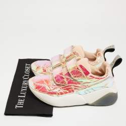 Pre Owned Stella McCartney Multicolor Holographic Faux Leather Velcro Strap Sneakers Size 39