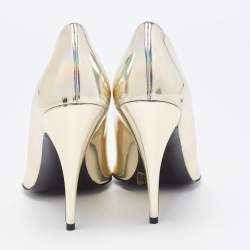 Stella McCartney Iridescent Faux Patent Leather V Neck Pointed Toe Pumps Size 40.5
