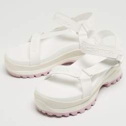 Stella McCartney White Faux Leather Trace Platform Sandals Size 40