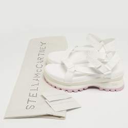 Stella McCartney White Faux Leather Trace Platform Sandals Size 40