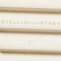 مملوكة مسبقًا Stella McCartney Silver Faux Leather Elyse Star Wedge Sneakers Size 37