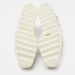 مملوكة مسبقًا Stella McCartney Silver Faux Leather Elyse Star Wedge Sneakers Size 37