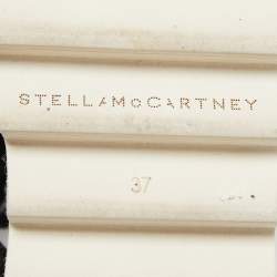 Pre Owned Stella McCartney Black Croc Embossed Leather Elyse Cut Out Platform Derby Sneakers Size 37