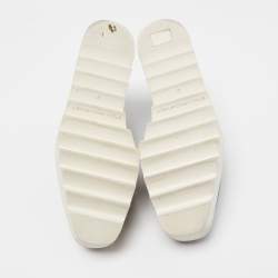 Pre Owned Stella McCartney Black Croc Embossed Leather Elyse Cut Out Platform Derby Sneakers Size 37