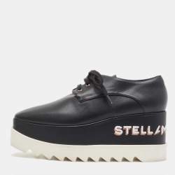 Stella McCartney Black Croc Embossed Leather Elyse Cut Out Platform Derby  Sneakers Size 37 Stella McCartney