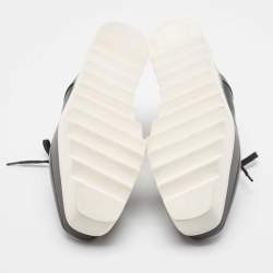 Pre Owned Stella McCartney Black Faux Leather Elyse Logo Embroidered Platform Sneakers Size 38