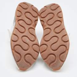 Pre Owned Stella McCartney White Faux Leather and Faux Suede Eclypse Velcro Strap Sneakers Size 36