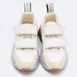 Pre Owned Stella McCartney White Faux Leather and Faux Suede Eclypse Velcro Strap Sneakers Size 36