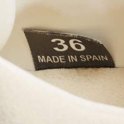 Pre Owned Stella McCartney White Faux Leather and Faux Suede Eclypse Velcro Strap Sneakers Size 36