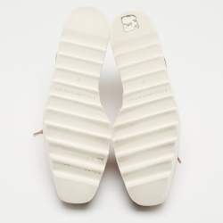 Pre Owned Stella McCartney Rose Gold/Beige Faux Leather Monogram Elyse Platform Derby Sneakers Size 37