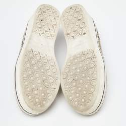 Pre Owned Stella McCartney Brown/Beige Faux Snakeskin Embossed Leather Binx Platform Sneakers Size 35