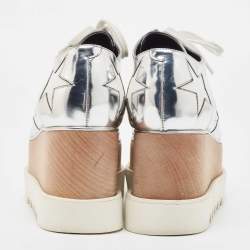 Pre Owned Stella McCartney Silver Faux Leather Elyse Star Derby Size 38