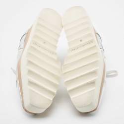 Pre Owned Stella McCartney Silver Faux Leather Elyse Star Derby Size 38