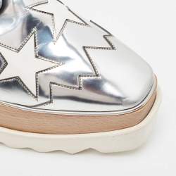 Pre Owned Stella McCartney Silver Faux Leather Elyse Star Derby Size 38