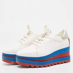 Pre Owned Stella McCartney White Faux Leather  and Suede Elyse Platform Sneakers Size 38