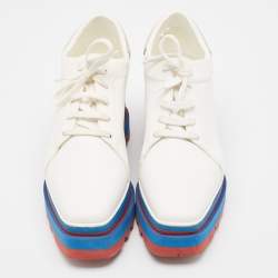 Pre Owned Stella McCartney White Faux Leather  and Suede Elyse Platform Sneakers Size 38