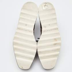 Pre Owned Stella McCartney Beige/Black Leoprad Print Velvet Elyse Platform Derby Sneakers Size 35