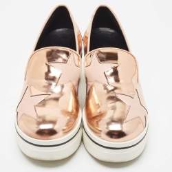 Pre Owned Stella McCartney Rose Gold Faux Leather Binx Star Sneakers Size 39