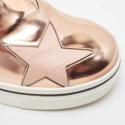 Pre Owned Stella McCartney Rose Gold Faux Leather Binx Star Sneakers Size 39