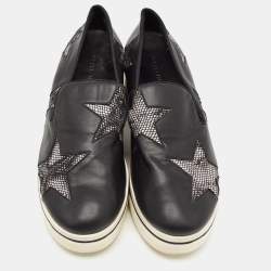 Stella McCartney Black Faux Leather Binx Star Sneakers Size 40