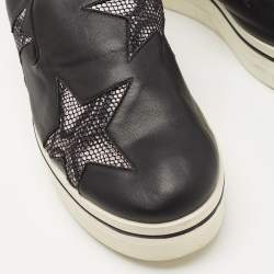 Stella McCartney Black Faux Leather Binx Star Sneakers Size 40