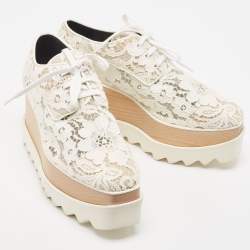 Pre Owned Stella McCartney White Lace Elyse Platform Lace Up Sneakers Size 36