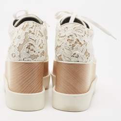 Pre Owned Stella McCartney White Lace Elyse Platform Lace Up Sneakers Size 36