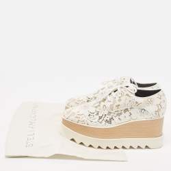 Pre Owned Stella McCartney White Lace Elyse Platform Lace Up Sneakers Size 36
