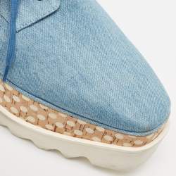 Pre Owned Stella McCartney Blue Cut Out Denim Elyse Lace Up Platform Derby Size 37