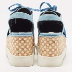 Pre Owned Stella McCartney Blue Cut Out Denim Elyse Lace Up Platform Derby Size 37