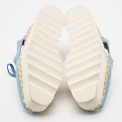 Pre Owned Stella McCartney Blue Cut Out Denim Elyse Lace Up Platform Derby Size 37