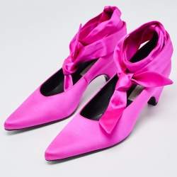 Pre Owned Stella McCartney Pink Satin Ankle Wrap Pumps Size 39