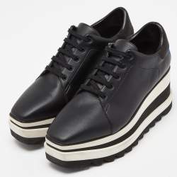 Pre Owned Stella McCartney Black Faux Leather Platform Sneakers Size 38