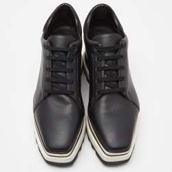 Pre Owned Stella McCartney Black Faux Leather Platform Sneakers Size 38