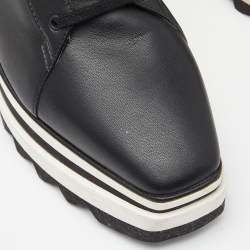 Pre Owned Stella McCartney Black Faux Leather Platform Sneakers Size 38