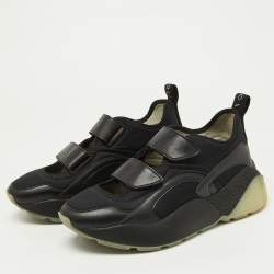 Stella McCartney Black Faux Leather and Neoprene Eclypse Sneakers Size 39