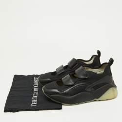 Stella McCartney Black Faux Leather and Neoprene Eclypse Sneakers Size 39