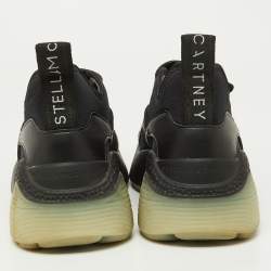 Stella McCartney Black Faux Leather and Neoprene Eclypse Sneakers Size 39