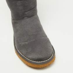 Pre Owned Stella McCartney Grey Faux Suede Calf Length Boots Size 40
