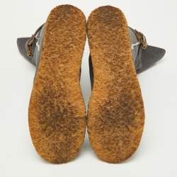 Pre Owned Stella McCartney Grey Faux Suede Calf Length Boots Size 40