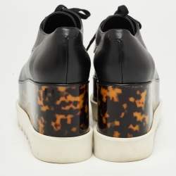 Pre Owned Stella McCartney Black Faux Leather Platform Oxfords Size 39