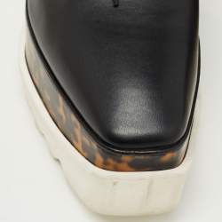 Pre Owned Stella McCartney Black Faux Leather Platform Oxfords Size 39