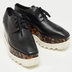 Pre Owned Stella McCartney Black Faux Leather Platform Oxfords Size 39