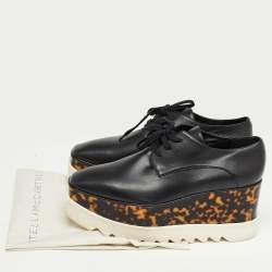 Pre Owned Stella McCartney Black Faux Leather Platform Oxfords Size 39
