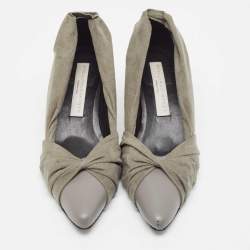 Stella McCartney Grey Faux Leather and Pleated Faux Suede Pumps Size 36