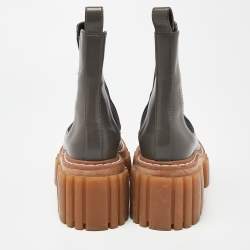 Pre Owned Stella  Mccartney Grey Leather Vegan Chelsea Boots Size 37