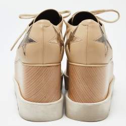 مملوكة مسبقًا Stella McCartney Beige Faux Leather Elyse Star Platform Sneakers Size 36